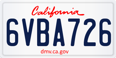 CA license plate 6VBA726