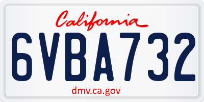 CA license plate 6VBA732