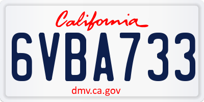 CA license plate 6VBA733