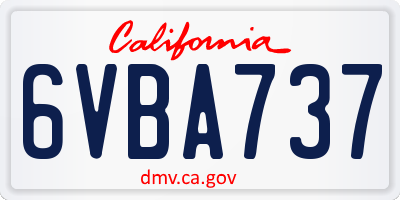 CA license plate 6VBA737