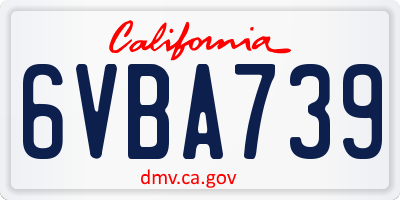CA license plate 6VBA739