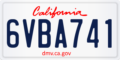 CA license plate 6VBA741