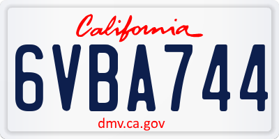 CA license plate 6VBA744