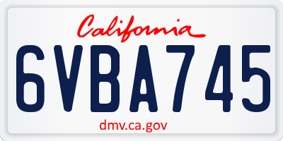 CA license plate 6VBA745
