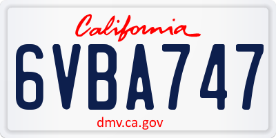 CA license plate 6VBA747
