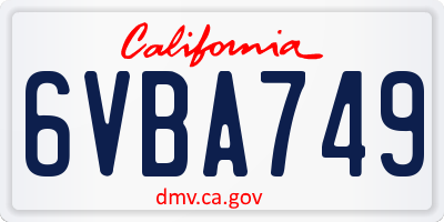CA license plate 6VBA749