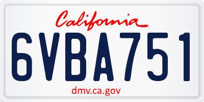 CA license plate 6VBA751