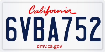 CA license plate 6VBA752