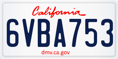CA license plate 6VBA753
