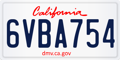 CA license plate 6VBA754