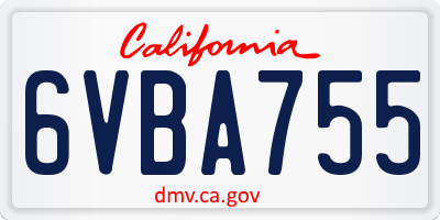 CA license plate 6VBA755