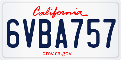 CA license plate 6VBA757