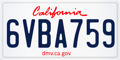 CA license plate 6VBA759