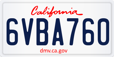 CA license plate 6VBA760