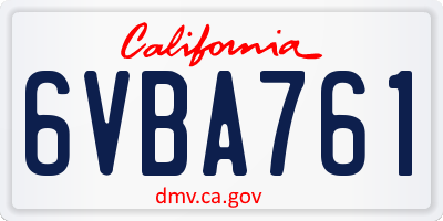 CA license plate 6VBA761