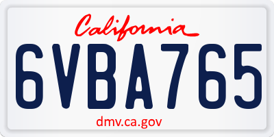 CA license plate 6VBA765