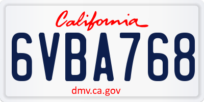 CA license plate 6VBA768