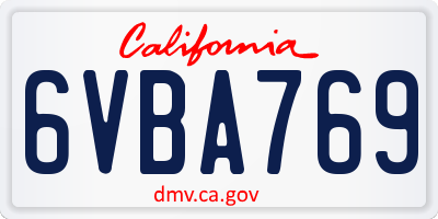 CA license plate 6VBA769