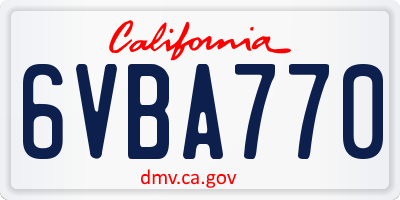 CA license plate 6VBA770