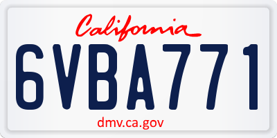 CA license plate 6VBA771