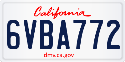CA license plate 6VBA772