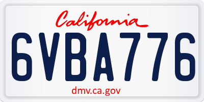 CA license plate 6VBA776