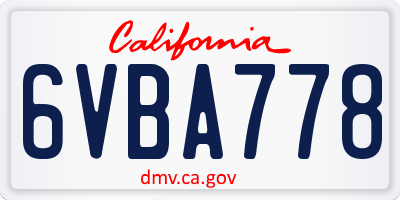 CA license plate 6VBA778