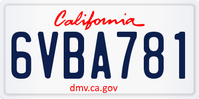 CA license plate 6VBA781
