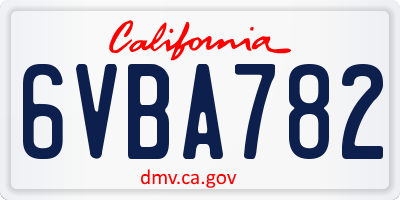 CA license plate 6VBA782
