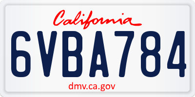 CA license plate 6VBA784