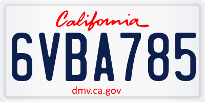 CA license plate 6VBA785