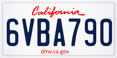 CA license plate 6VBA790