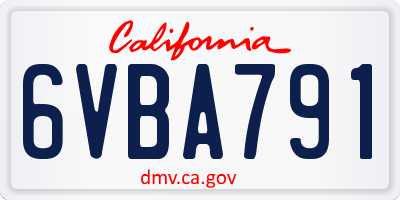 CA license plate 6VBA791