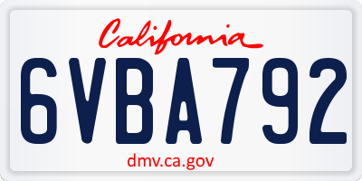 CA license plate 6VBA792