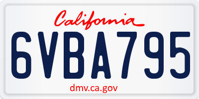 CA license plate 6VBA795