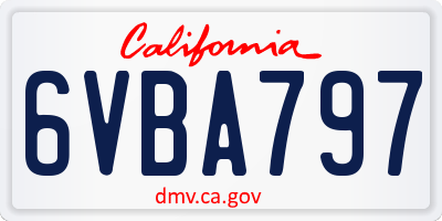 CA license plate 6VBA797