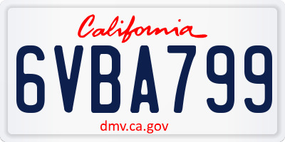 CA license plate 6VBA799