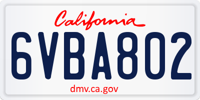 CA license plate 6VBA802