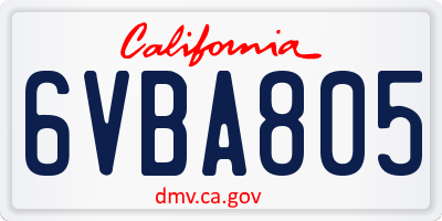 CA license plate 6VBA805