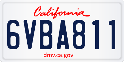 CA license plate 6VBA811