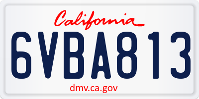 CA license plate 6VBA813
