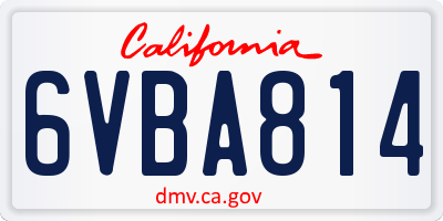 CA license plate 6VBA814