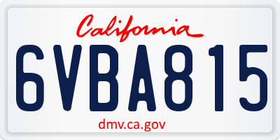 CA license plate 6VBA815