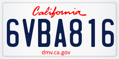 CA license plate 6VBA816