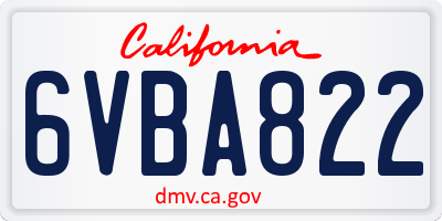 CA license plate 6VBA822