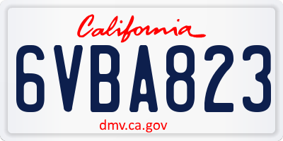 CA license plate 6VBA823