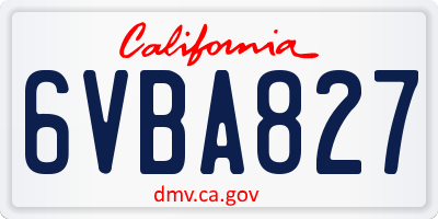 CA license plate 6VBA827