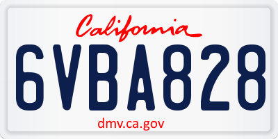 CA license plate 6VBA828