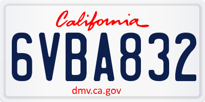 CA license plate 6VBA832