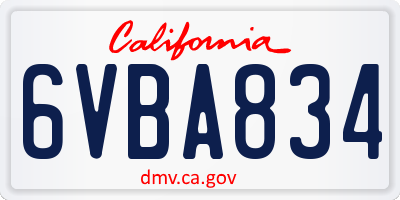 CA license plate 6VBA834